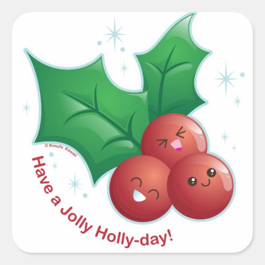 Jolly Holly Vierkante Sticker (Voorkant)