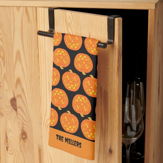 Jolly Jack O Lantern Pattern Schattige Zwart Hallo Theedoek (Derde Gevouwen)