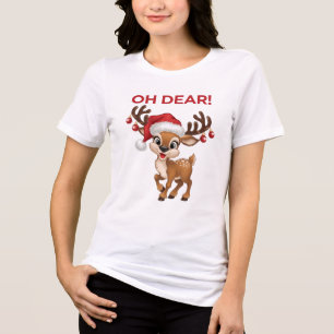 Jolly Jingle Threads Oh Dear! Schattig Rendier Tri-Blend Shirt