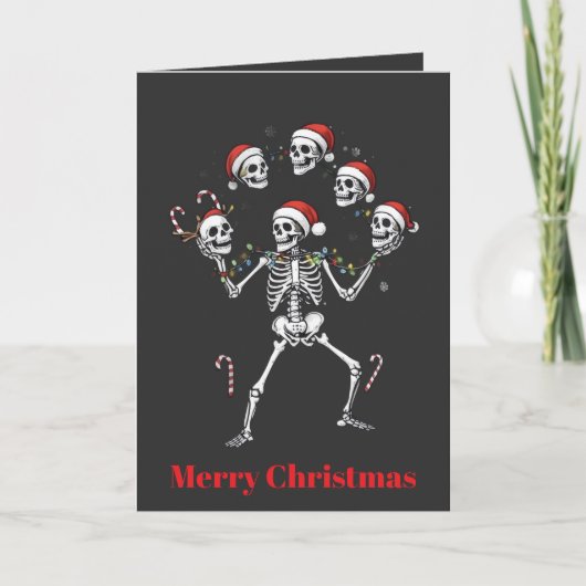 Jolly, Juggler Skeleton Juggling for the Holidays Kaart (Voorkant)