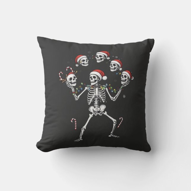 Jolly Juggling Skeleton Throw Pillow Kussen (Voorkant)