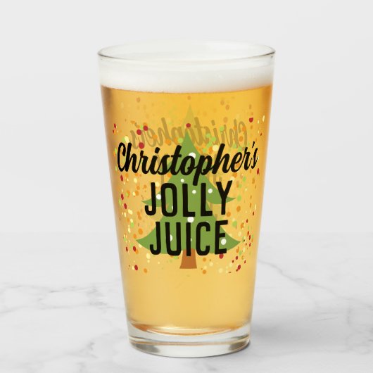 Jolly Juice Funny Custom Name kerstbeer Glass Glas (Voorkant gevuld)