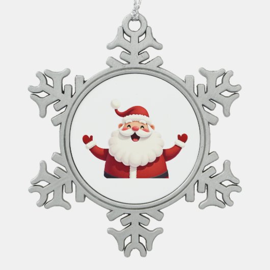 Jolly Kawaii Santa Claus Illustration Tin Sneeuwvlok Ornament (Voorkant)