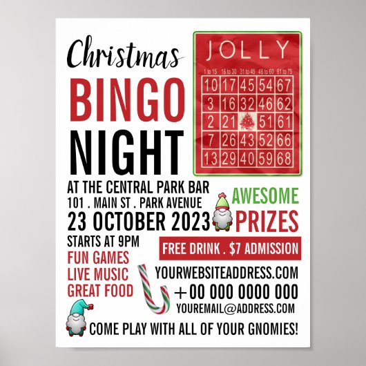 Jolly Kerstmis, Bingo Night Adverteren Poster (Voorkant)