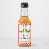 Jolly Kerstmis Elf Legs Holiday Custom Mini Likeurfles Etiket (Voorkant)
