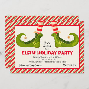 Jolly Kerstmis Elf Legs Stripes Holiday Invites
