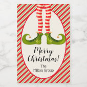 Jolly Kerstmis Elf Legs Stripes Holiday Mini Wijn Etiket (Enkel label)