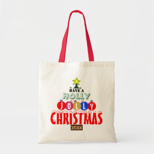 Jolly kerstversieringen omkeerbaar tote bag (Voorkant)