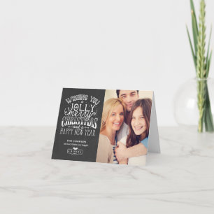 Jolly Merry Christmas Chalkboard Family Photo Feestdagen Kaart
