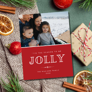 Jolly Moderne Familie Foto Kerstmis Feestdagenkaart