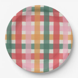 Jolly Multicolored Gingham Papieren Bordje