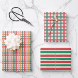Jolly Multicolored Gingham Wrapping Paper Set 7