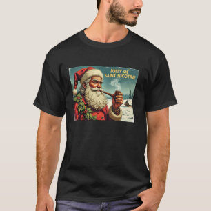 Jolly Ol Saint Nicotine Santa met Tabakspijp T-shirt