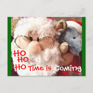 Jolly Ol Santa & Mouse Postcard Feestdagenkaart
