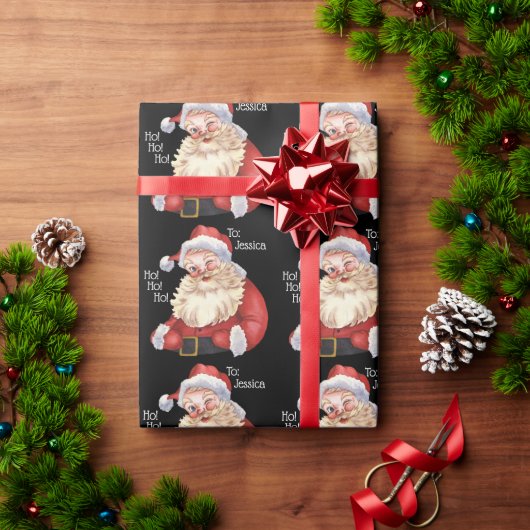 Jolly Old Santa Claus Personalized Wrapping Paper Cadeaupapier (Feestdagen Geschenken)