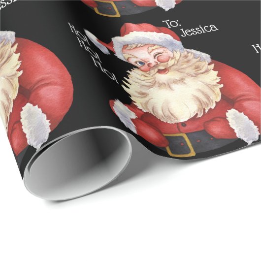 Jolly Old Santa Claus Personalized Wrapping Paper Cadeaupapier (Rol Hoek)