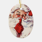 Jolly Old Santa Shhh Beige Ovaal Ornament (Achterkant)