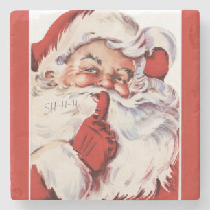 Jolly Old Santa Shhh Red Stone Onderzetter