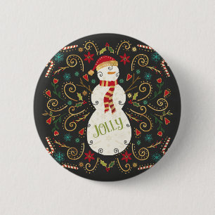Jolly Otomi Holiday Snowman Ronde Button 5,7 Cm