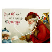 Jolly Oude Wereld Kerstman en Kind Groot Cadeauzakje (Voorkant)