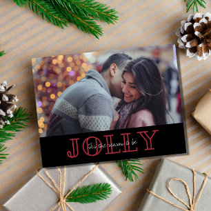 Jolly paar foto Kerstmis budget Feestdagenkaart