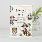 Jolly Pirates 7e verjaardagsfeest Kaart (Staand voorkant)