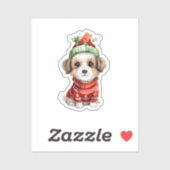 Jolly Pup: Hond in de Sticker van Santa Hat (Vel)
