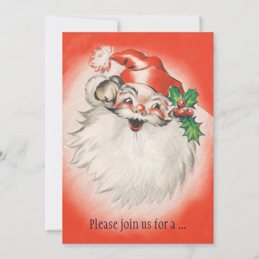 Jolly Retro Sinterklaas Kerstfeest Uitnodiging (Voorkant)