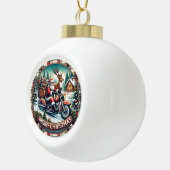 Jolly Rider Santa" - Motorfiets Kerstmis Keramische Bal Ornament (Rechts)