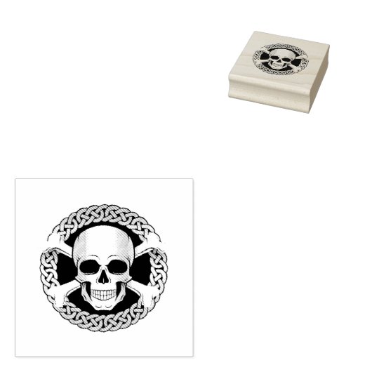 Jolly Roger, botten en schedel, celtische knoop Rubberstempel (Gestempeld)
