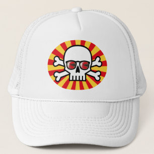 Jolly Roger draagt een rode zonnebril op Trucker Pet
