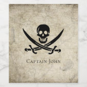 Jolly Roger en Name on Map Wijn Etiket (Enkel label)