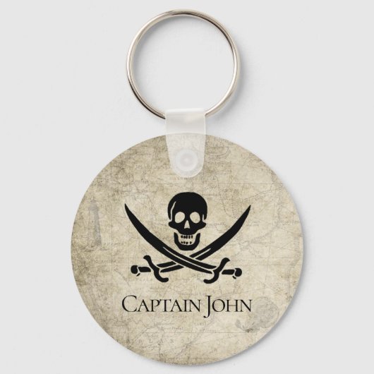 Jolly Roger en Name on  Sleutelhanger (Voorkant)
