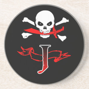 Jolly Roger J Initiaal Zandsteen Onderzetter