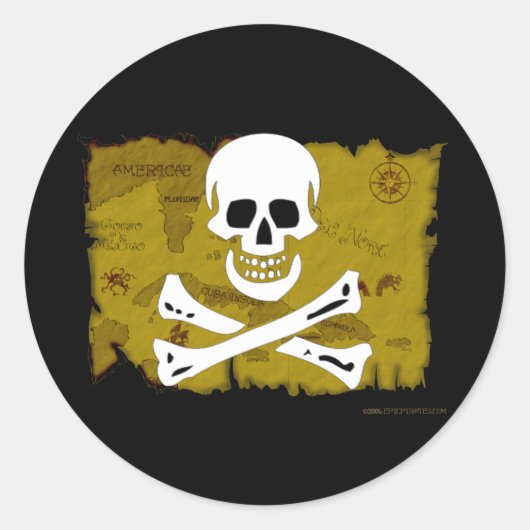 Jolly Roger Map #3 Ronde Sticker (Voorkant)