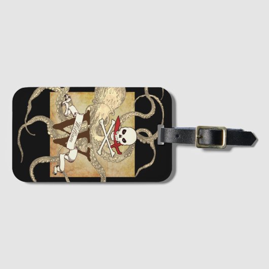 Jolly Roger Monogram Initiaal Bagagelabel (Voorkant (horizontaal))