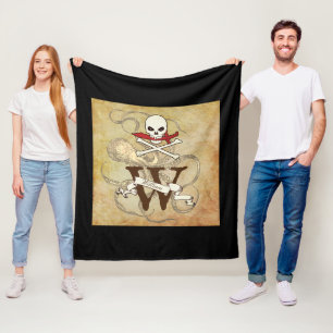 Jolly Roger Monogram Initiaal Fleece Deken
