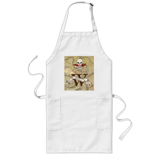 Jolly Roger Monogram Initiaal Lang Schort (Voorkant)