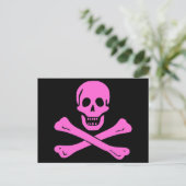 Jolly Roger Pink Briefkaart (Staand voorkant)