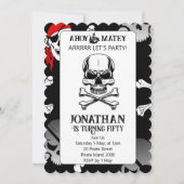 Jolly Roger piraat verjaardagsuitnodiging Kaart (Voorkant)