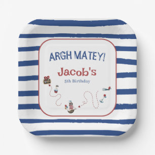 Jolly Roger Pirate Ahoy Matey Verjaardagsfeestje Papieren Bordje