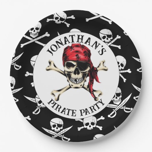 JOLLY ROGER PIRATE Assiette en Papier (Devant)