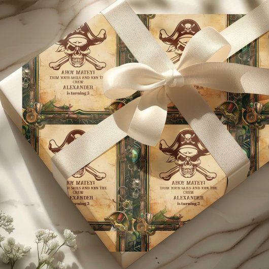 Jolly Roger Pirate Birthday Party Cadeaupapier