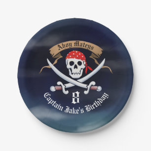 Jolly Roger Pirate Birthday Party Papieren Bordje