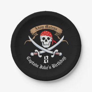 Jolly Roger Pirate Birthday Party Papieren Bordje