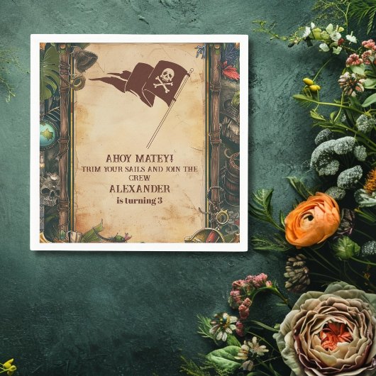 Jolly Roger Pirate Birthday Party Servet