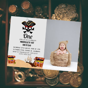 Jolly Roger Pirate Eenvoudige eerste verjaardag Kaart