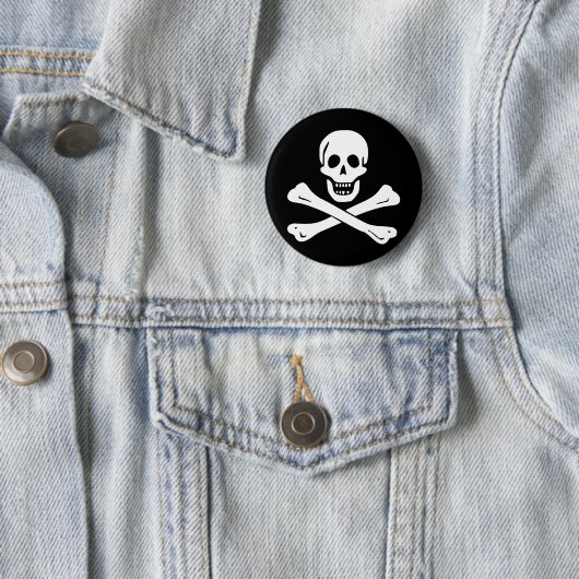 Jolly Roger Pirate Flag Button (In situ)