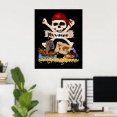 Jolly Roger, Pirate Ship & Pirate's Chest Poster (Thuiskantoor)