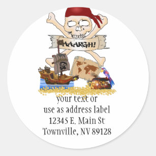 Jolly Roger, Pirate Ship & Pirate's Chest Ronde Sticker